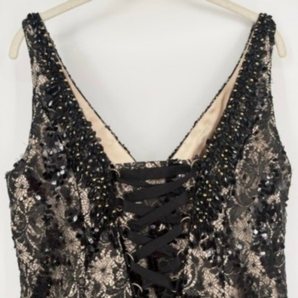 Mac Duggal 77181F Sleeveless Gown Black Lace Sequin Beaded Corset Back Dress 14W - Picture 8 of 15